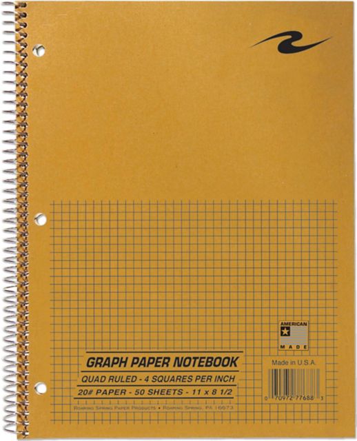 4x4 Graph Ruled Spiral Lab Notebook Brown Kraft Cover 8.5 IN x 11 IN 50 ...