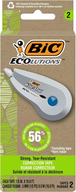 CORRECTION TAPE ECO WHT 2PK